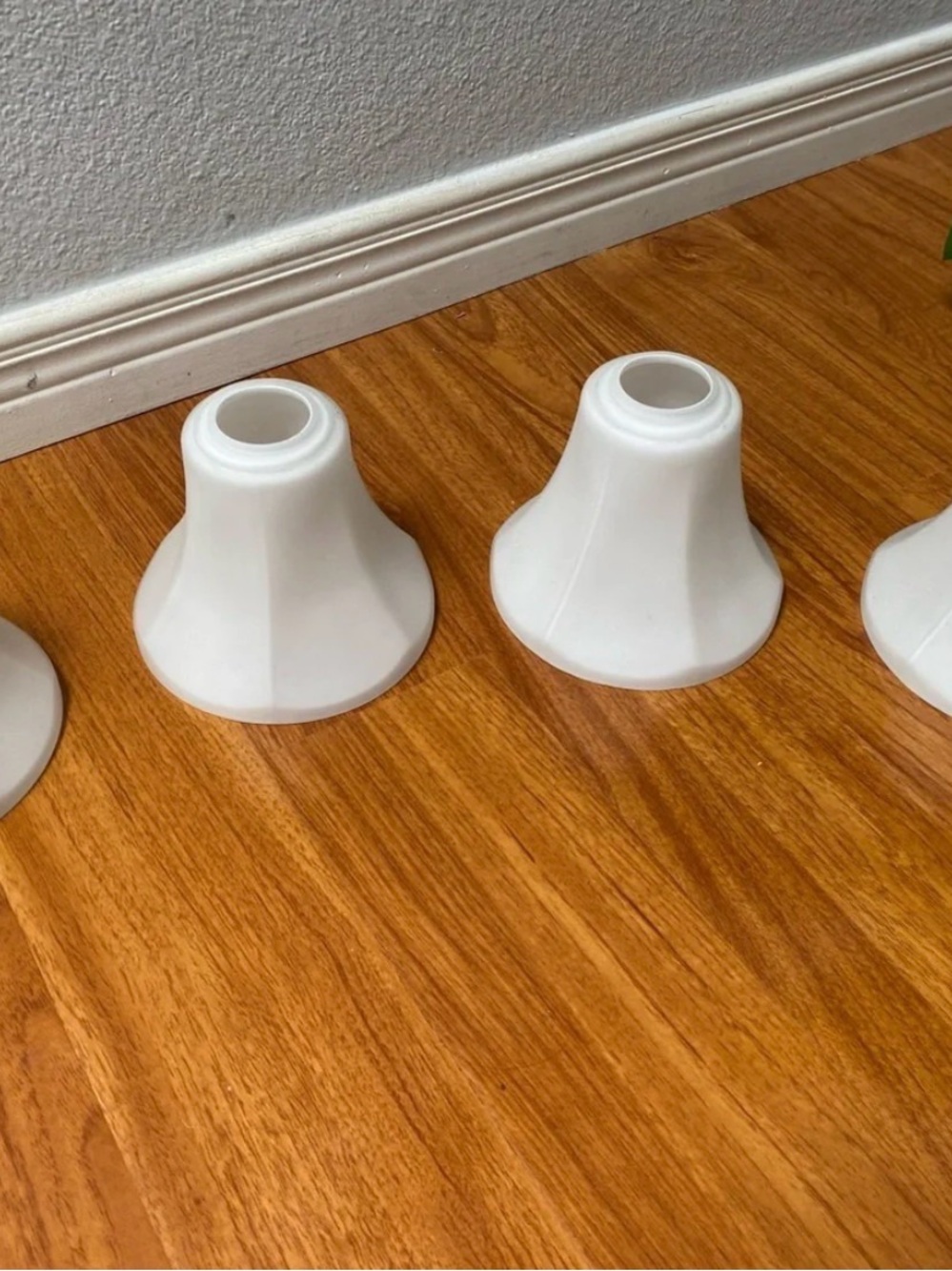 Set of 4 White Opal Glass Lantern Shades - Classic Bell Design